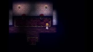 The image shows a scene from the horror RPG "The Witch's House"