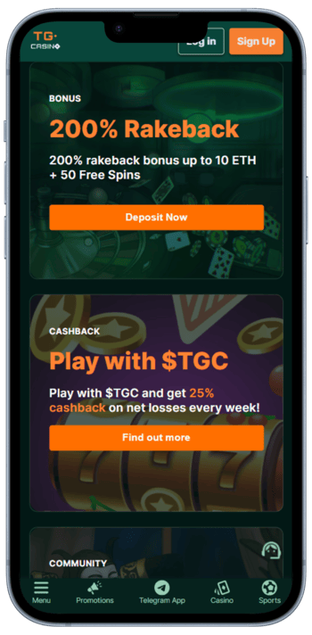 TG.Casino Bitcoin Site