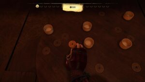 Atsu flicking coins during a zeni hajiki gambling match in Ghost of Yotei