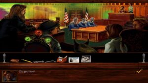 Courtroom scene in Callahan’s Crosstime Saloon