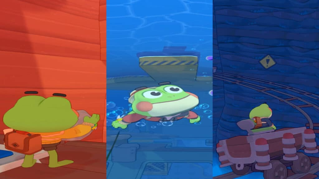Hop navigates platforming, underwater movement, and minecart traversal in Big Hops