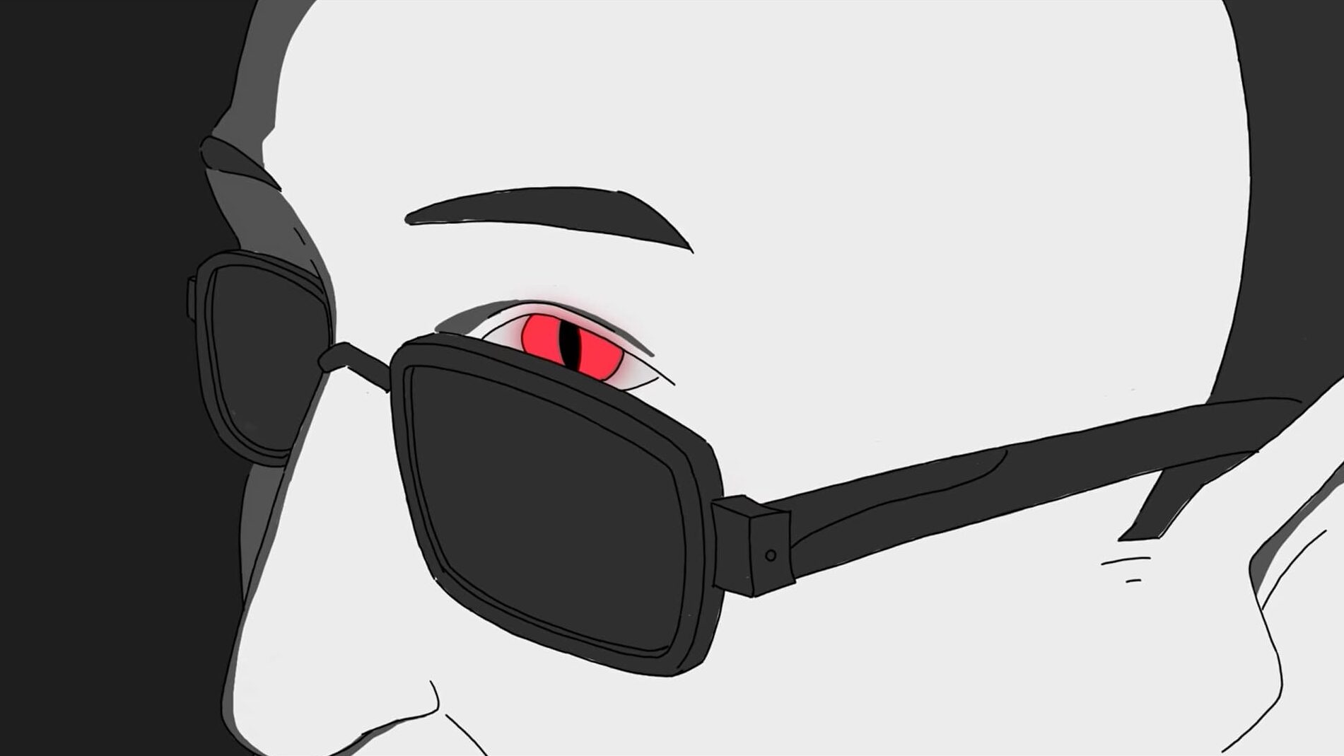 Vampire character with a red eye behind sunglasses in Midnight Gambit