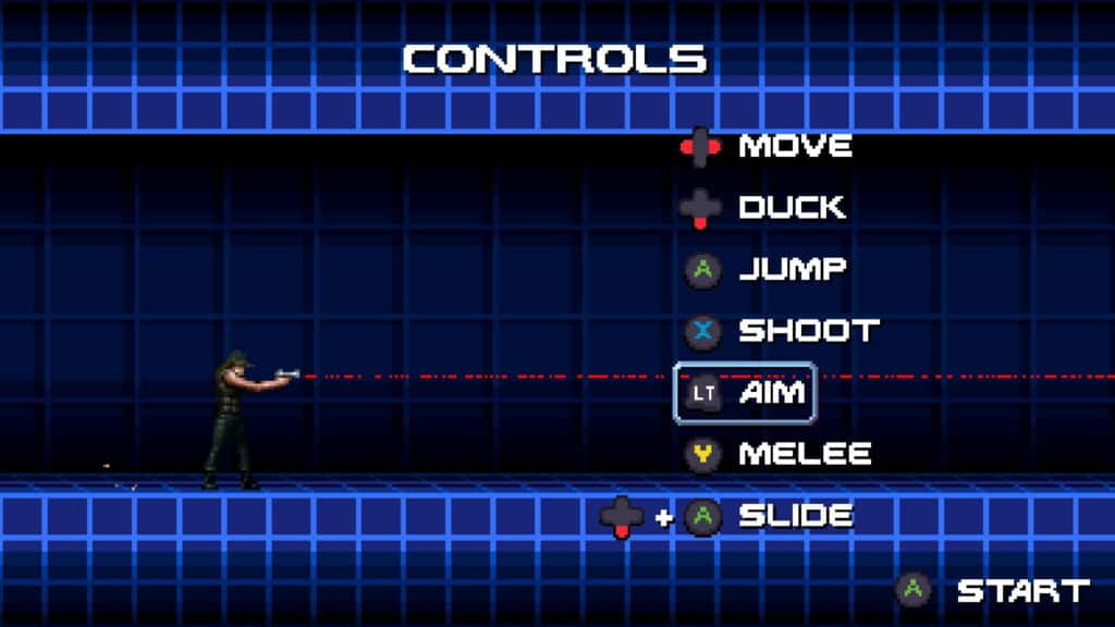 Terminator 2D: NO FATE Level 1 walkthrough – basic controls screen