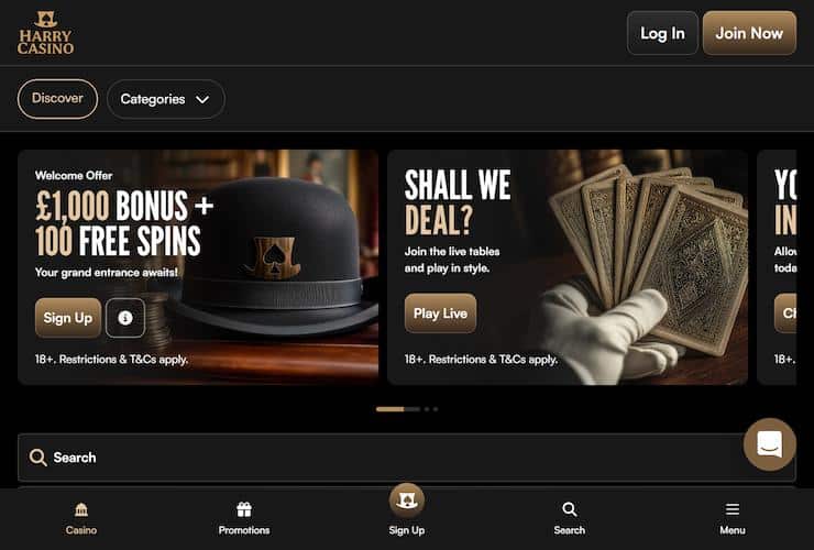 Homepage of Harry Casino